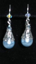 Blue Swarovski Pearl Earrings